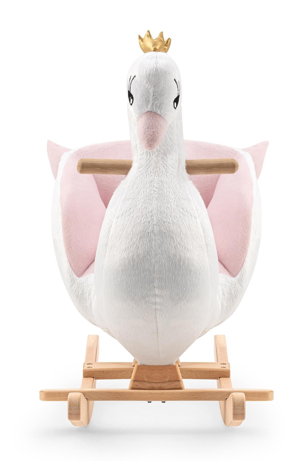 Wellgro Sallanan Ahşap Kuğu – 10-36 Ay, 40 kg, Doğal Ahşap & Pelüş