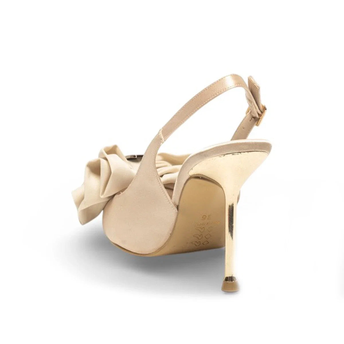 Renas Zenne Stiletto 3403 Saten Bej Topuklu Ayakkabı