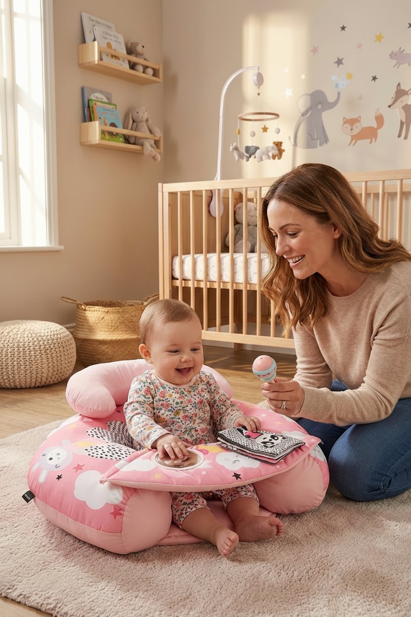 Wellgro Dreamy Cat Sırt Destekli Bebek Oturma Minderi – Oyun Panelli
