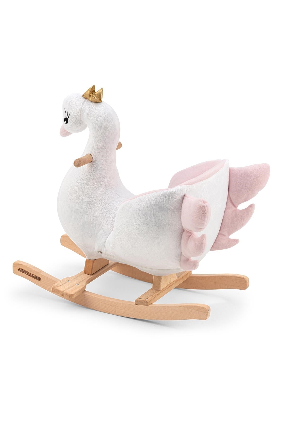 Wellgro Sallanan Ahşap Kuğu – 10-36 Ay, 40 kg, Doğal Ahşap & Pelüş