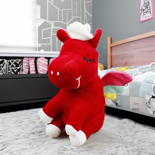 Oturan Unicorn Peluş 35 Cm Kırmızı