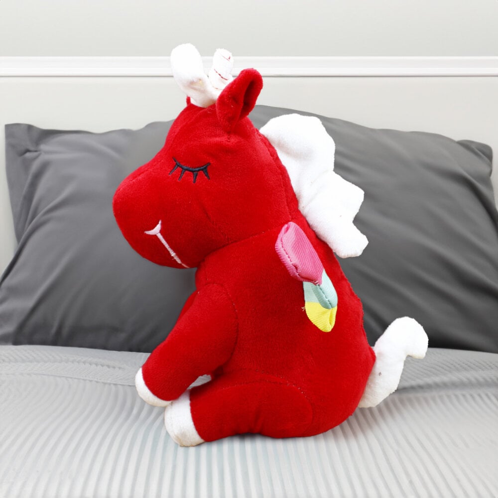 Oturan Unicorn Peluş 35 Cm Kırmızı