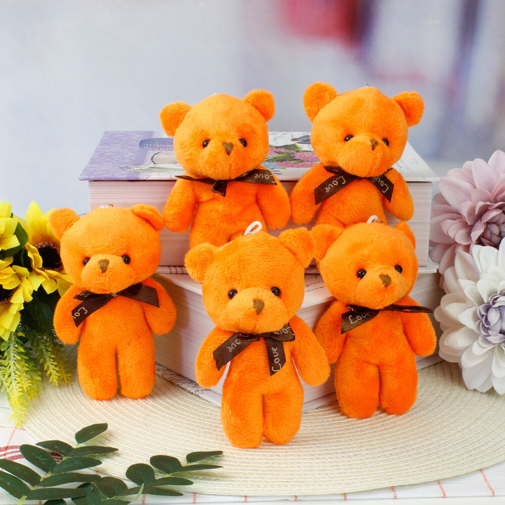 Fiyonklu Peluş Ayıcık Anahtarlık Turuncu 12'li Paket
