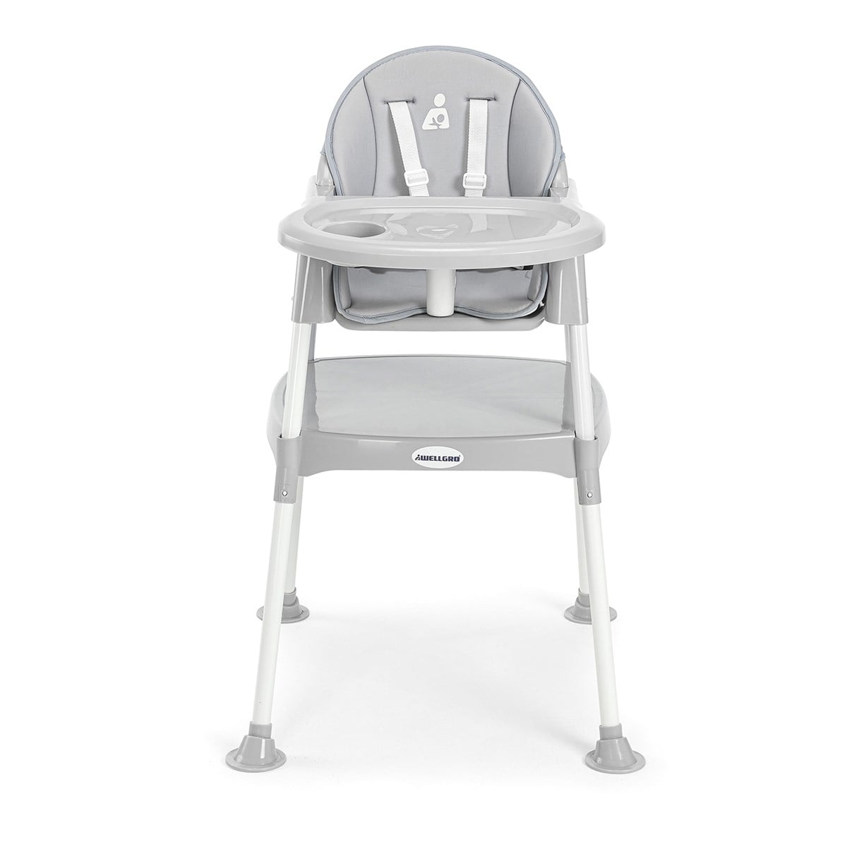 Wellgro Pretty 3 in 1 Mama Sandalyesi ve Çalışma Masası – Minderli, Metal Pimli, Gri