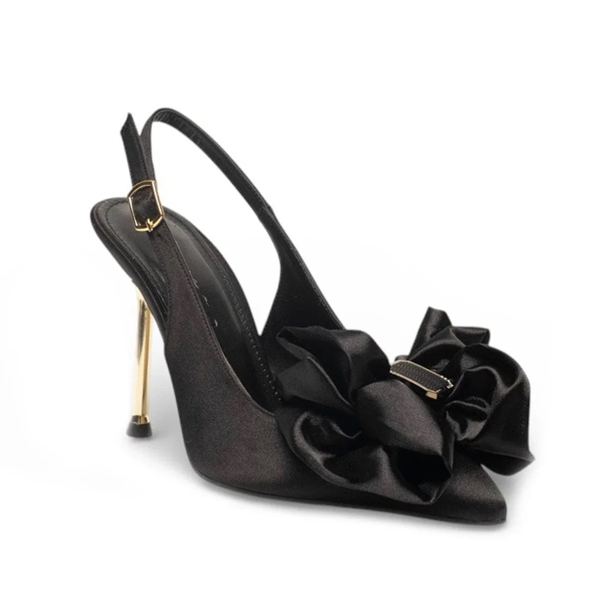 Renas Zenne Stiletto 3403 Saten Siyah Topuklu Ayakkabı