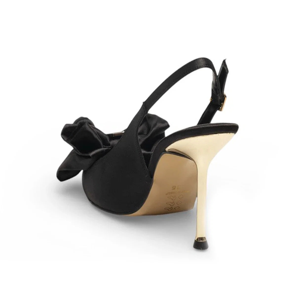 Renas Zenne Stiletto 3403 Saten Siyah Topuklu Ayakkabı