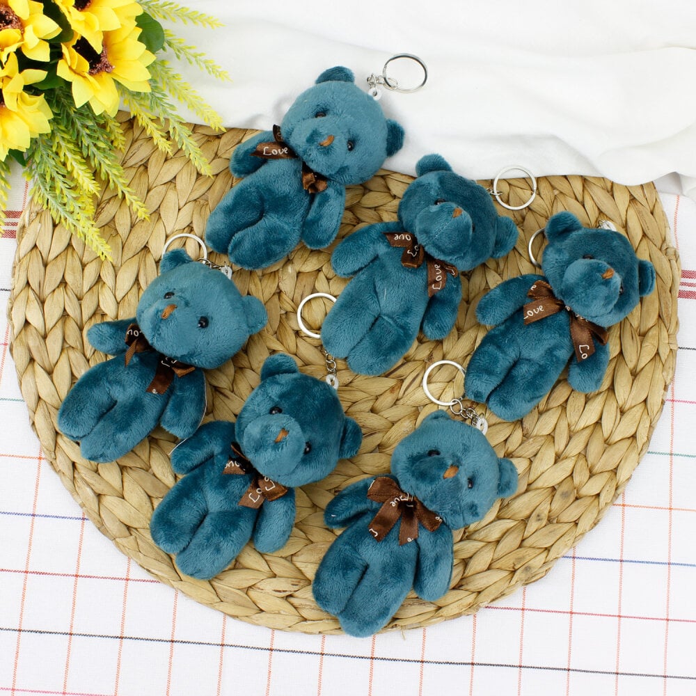 Fiyonklu Peluş Ayıcık Anahtarlık Zümrüt 12'li Paket
